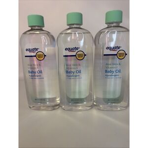 3 Pack Equate Baby Oil with Aloe Vera & Vitamin E , 20 fl oz